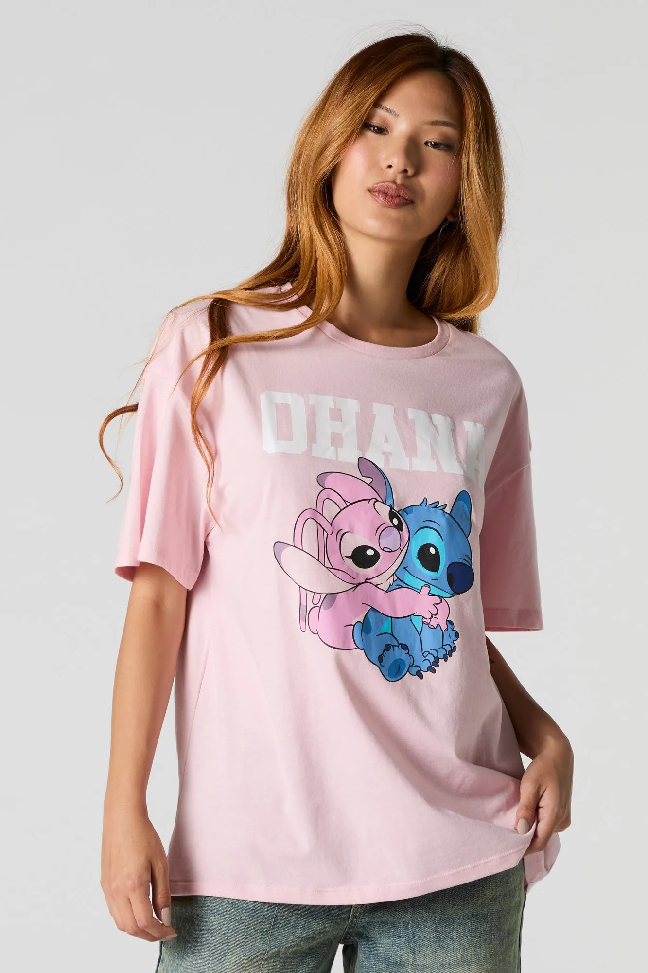 Ohana Stitch & Angel Graphic Boyfriend T-Shirt sold by Urban Planet