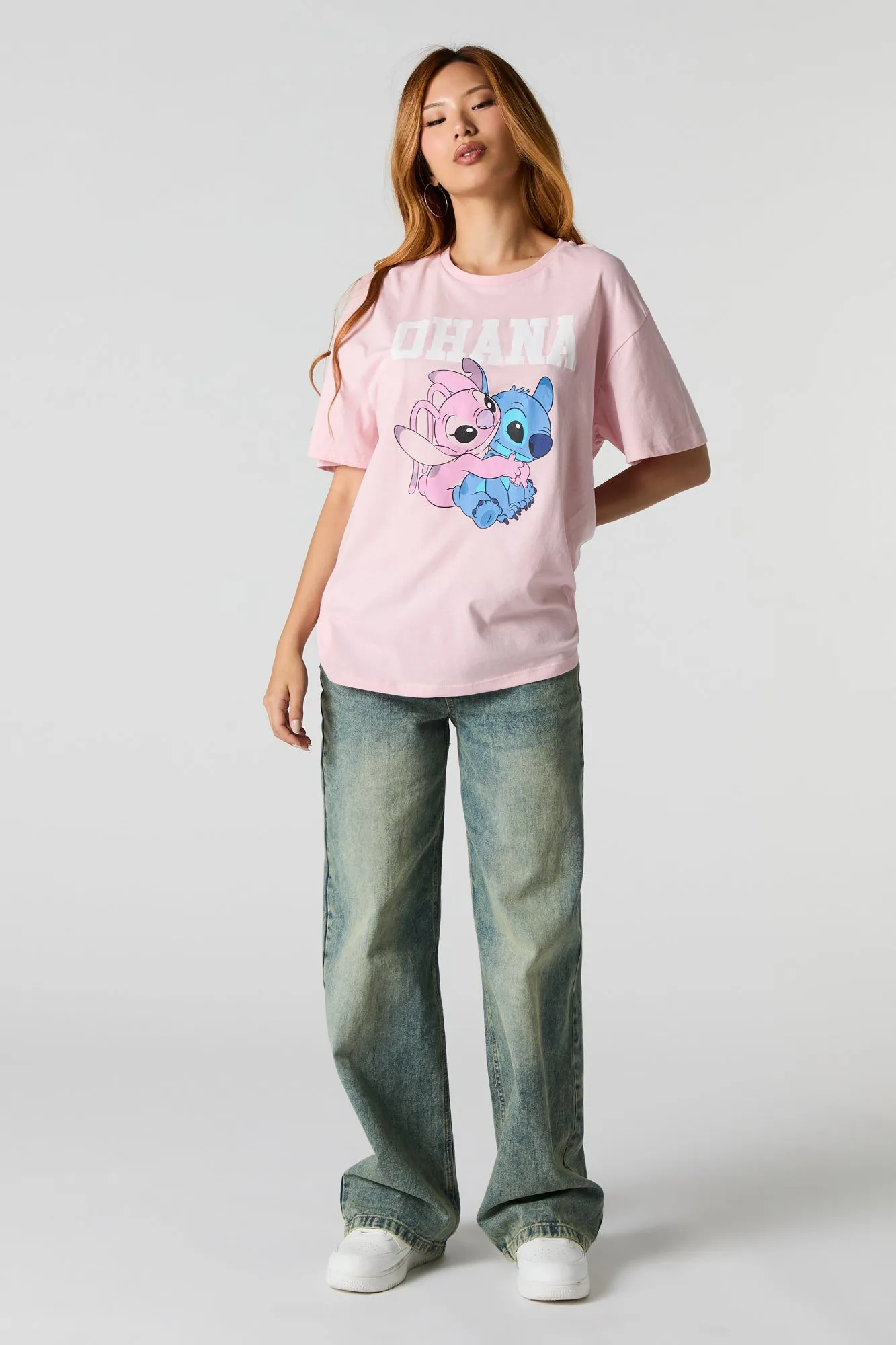 Ohana Stitch & Angel Graphic Boyfriend T-Shirt sold by Urban Planet product image thumbnail 2