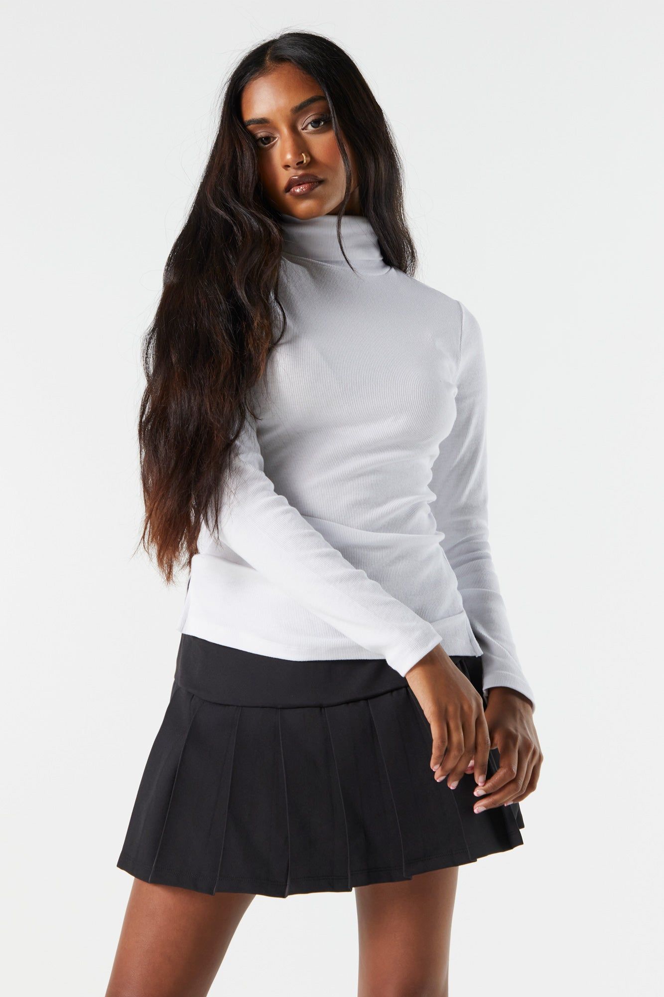 Ribbed Turtleneck Long Sleeve Top sold by Urban Planet