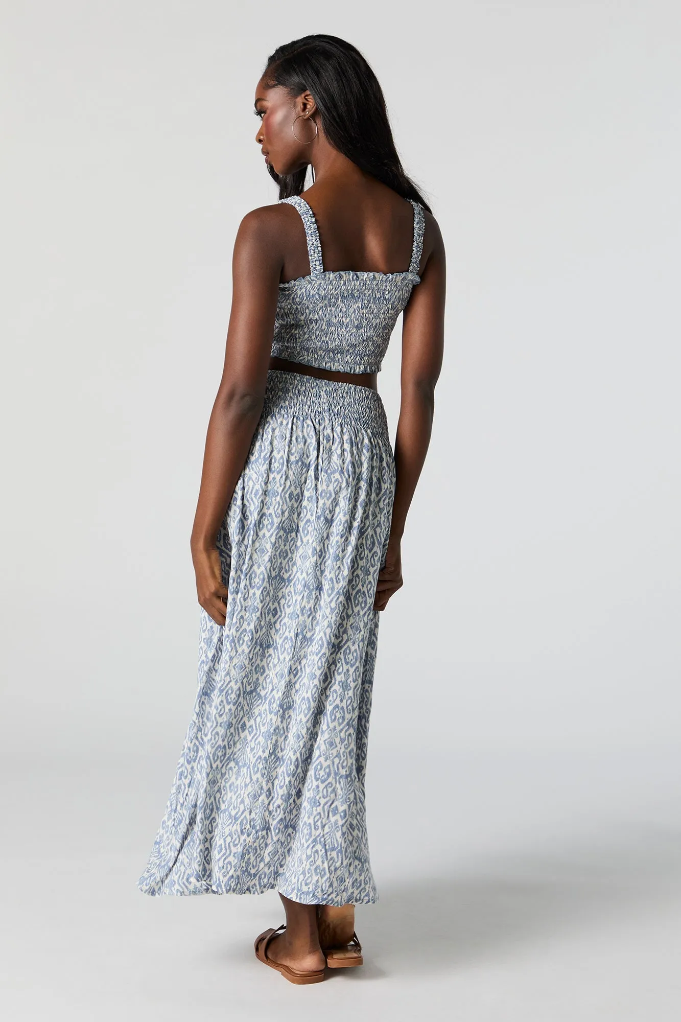 Blue and White Print Buttoned Maxi Skirt sold by Urban Planet product image thumbnail 3