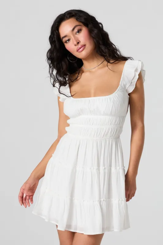 Flutter Sleeve Tiered Mini Dress sold by Urban Planet
