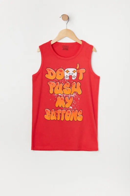 Boys Push My Buttons Graphic Tank sold by Urban Planet