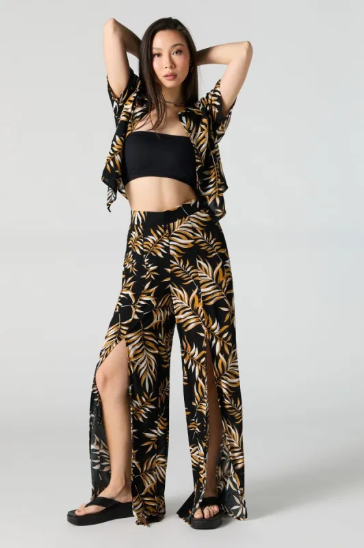 Pantalon à taille haute jambe large avec fente sold by Urban Planet