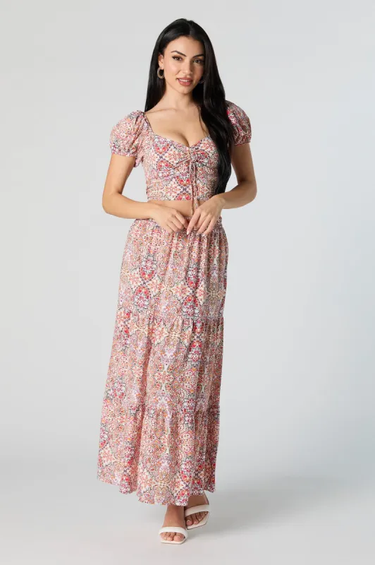 Paisley Print Tiered Maxi Skirt sold by Urban Planet
