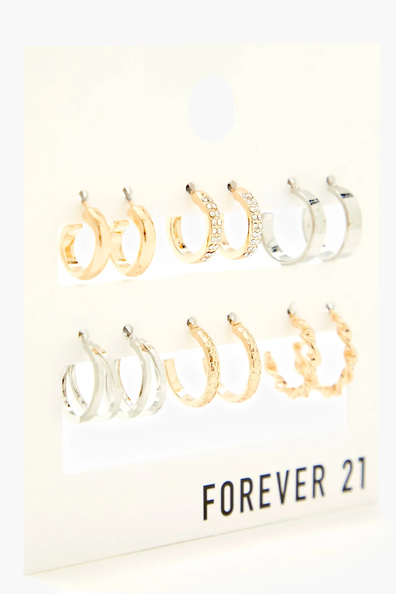 Rhinestone Hoop Earring Set (6 Pcs) sold by Urban Planet product image thumbnail 3