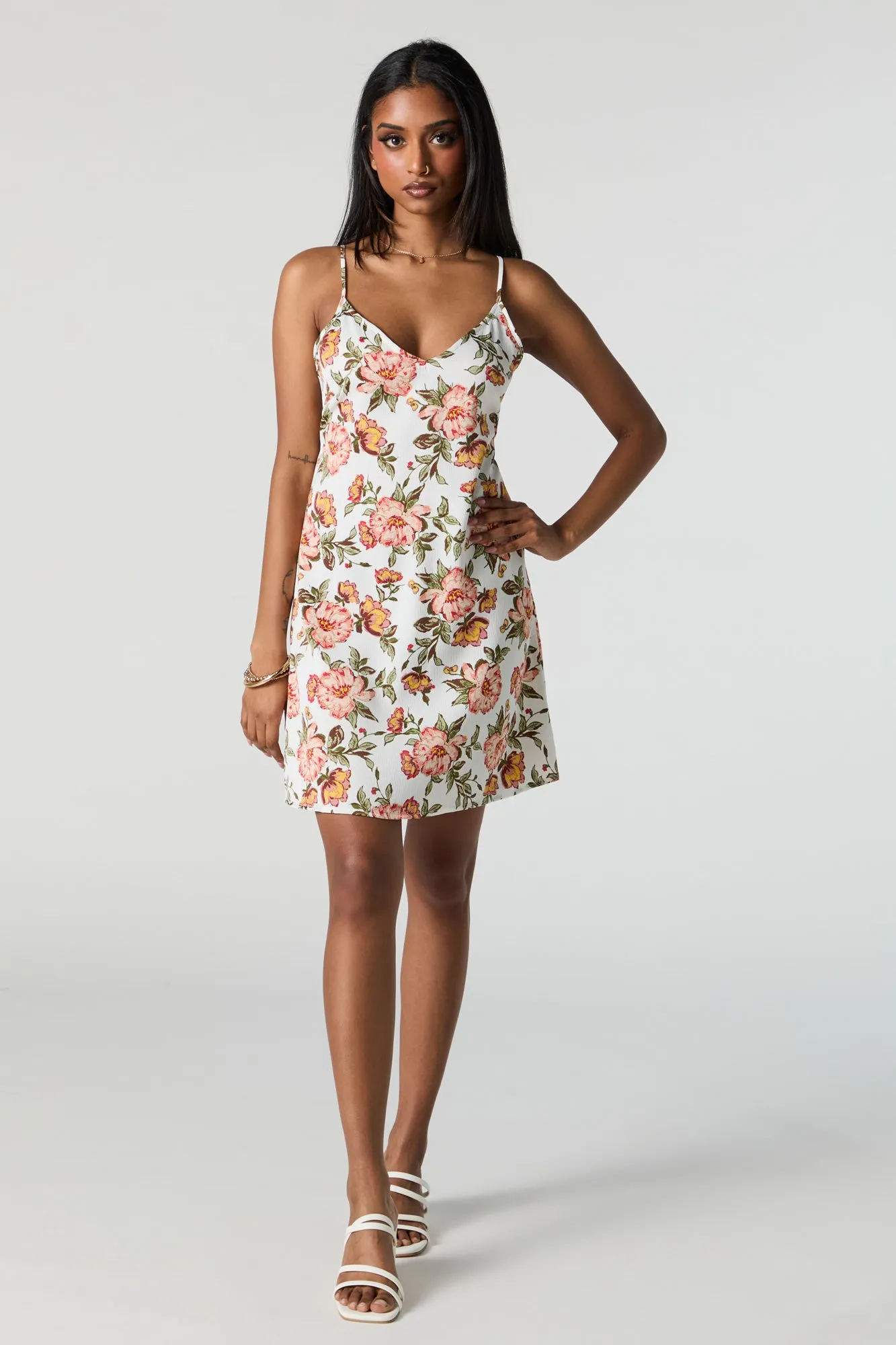 Floral Satin V-Neck Tie Back Mini Dress sold by Urban Planet product image thumbnail 3