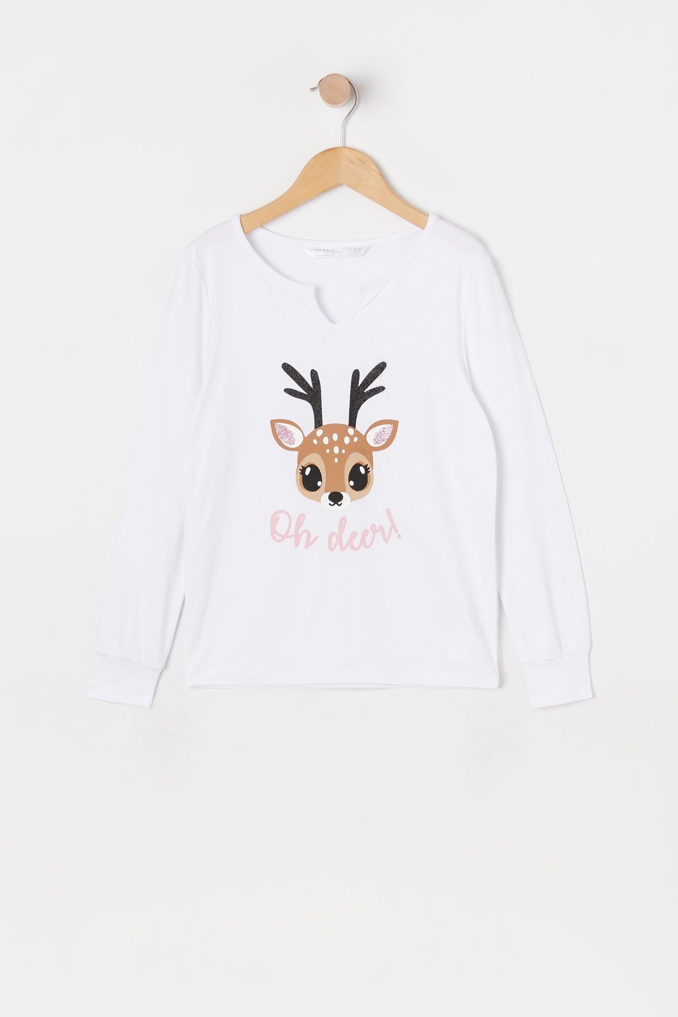 Girls Deer Graphic 2-Piece Plush Pajama Set sold by Urban Planet product image thumbnail 2
