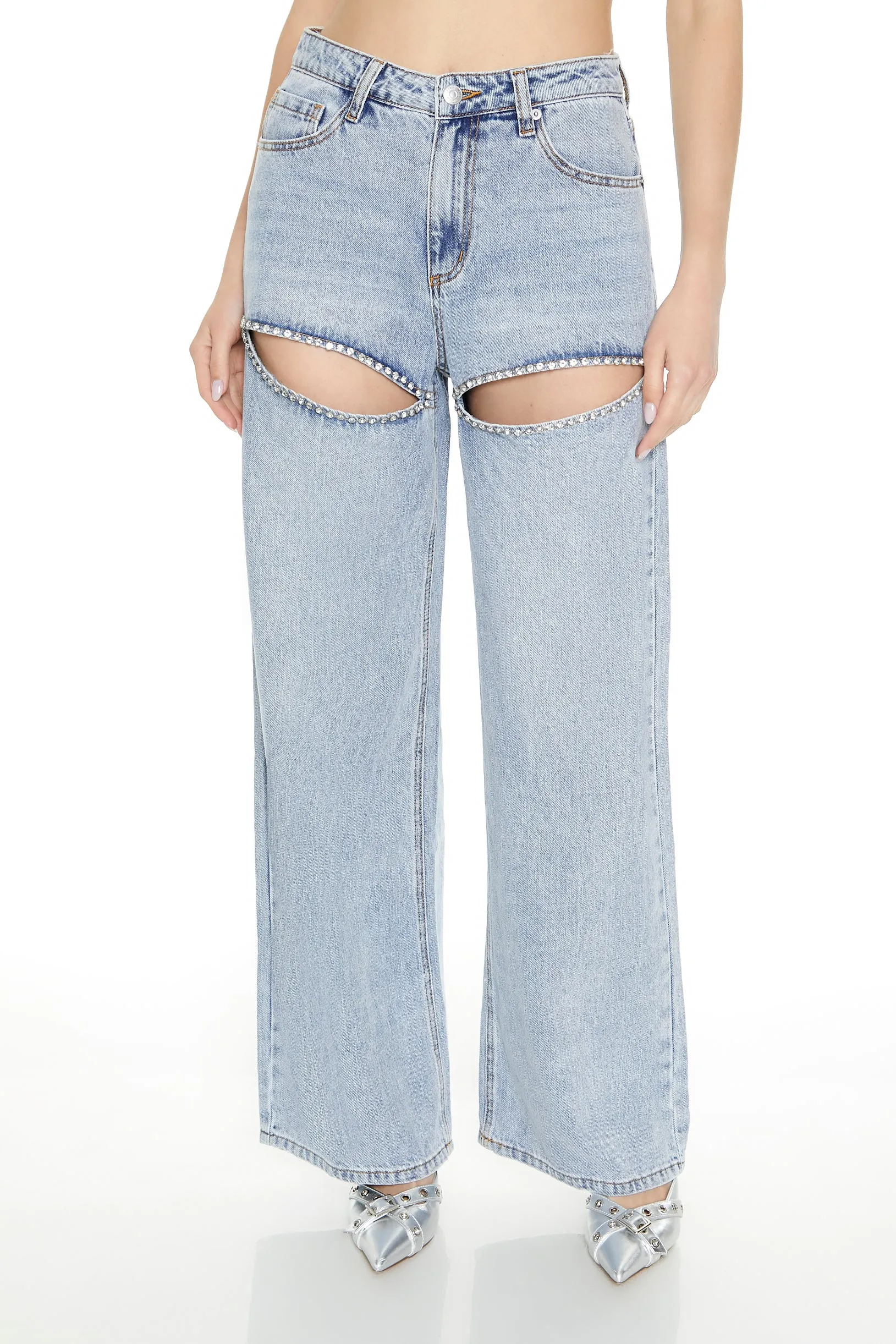 Rhinestone Cut-Out Wide Leg Jean sold by Urban Planet product image thumbnail 3