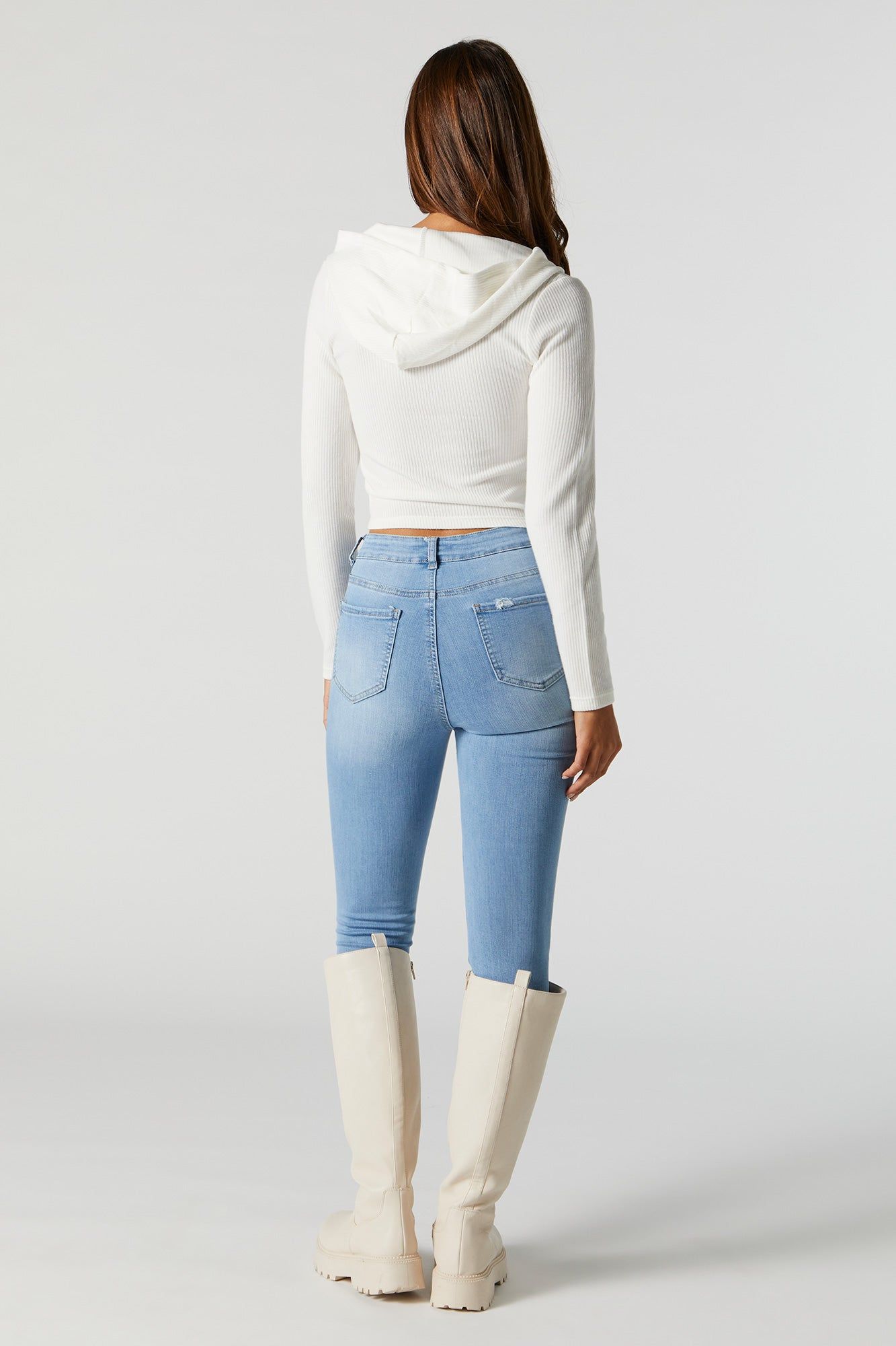 Light Wash Distressed Stretch Skinny Jean sold by Urban Planet product image thumbnail 3