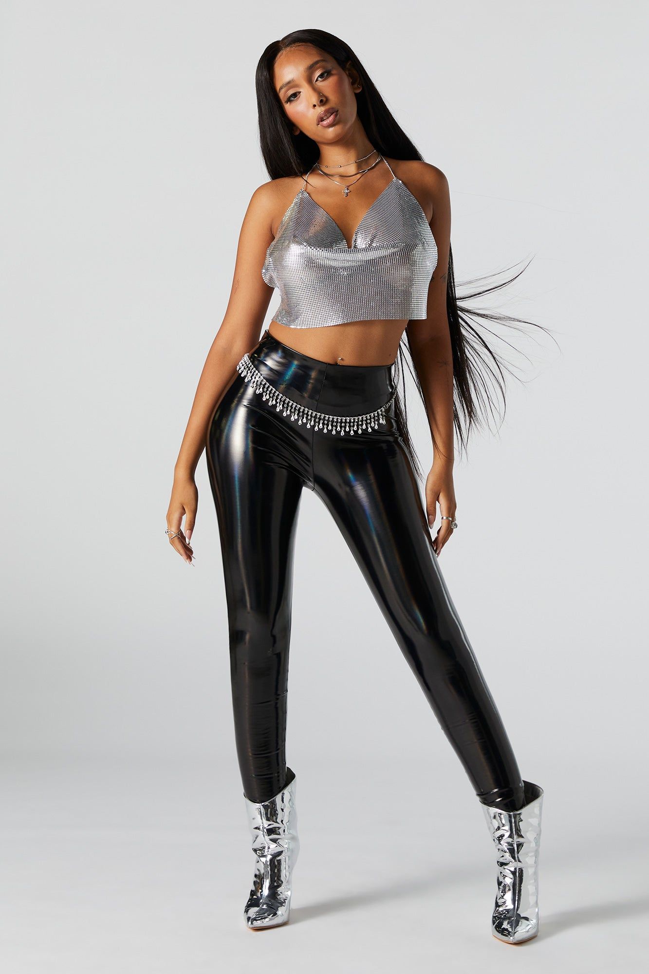 Metal Rhinestone Cowl Neck Top sold by Urban Planet product image thumbnail 4