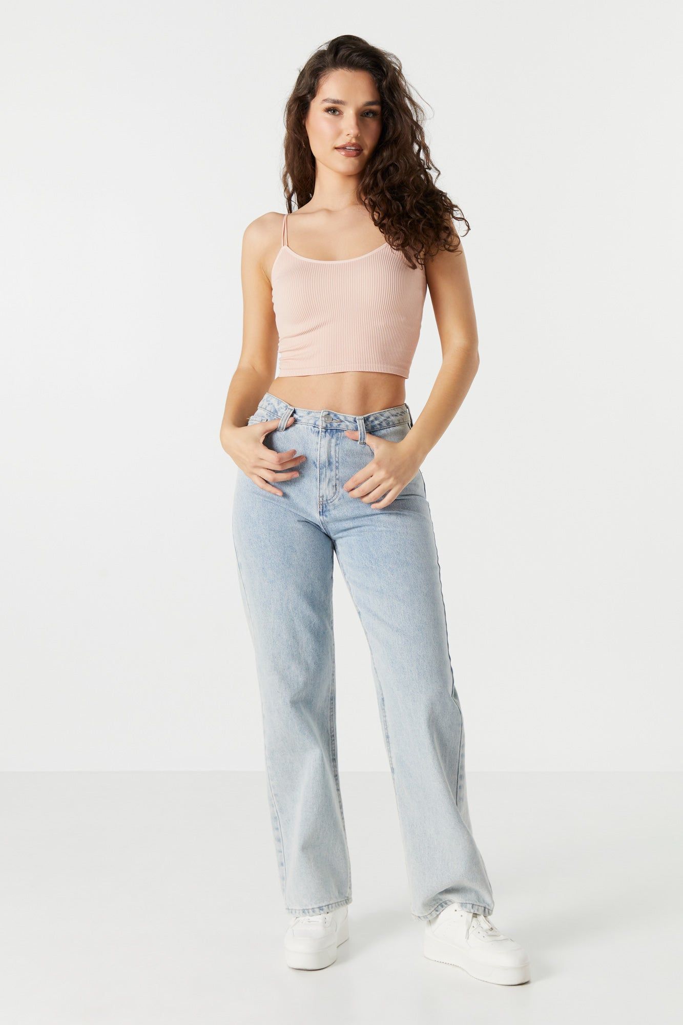 Solid Ribbed Double Strap Skimmer Tank sold by Urban Planet product image thumbnail 3