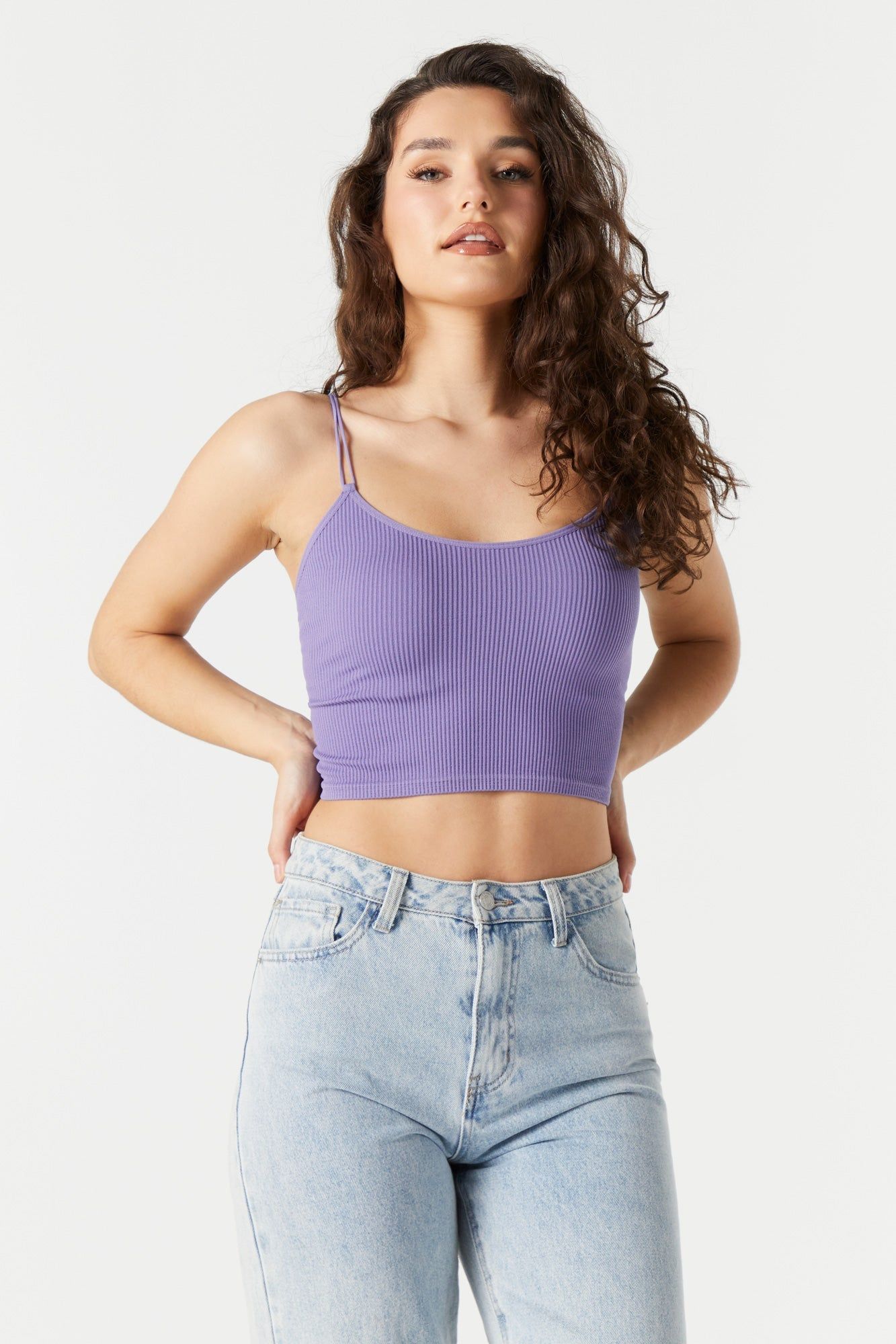 Solid Ribbed Double Strap Skimmer Tank sold by Urban Planet product image thumbnail 7