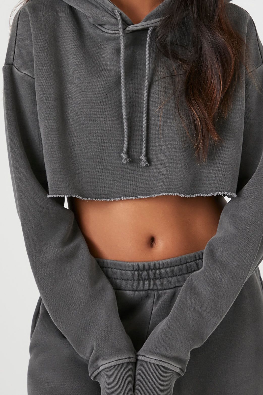 Fleece Mineral Wash Cropped Hoodie sold by Urban Planet product image thumbnail 5