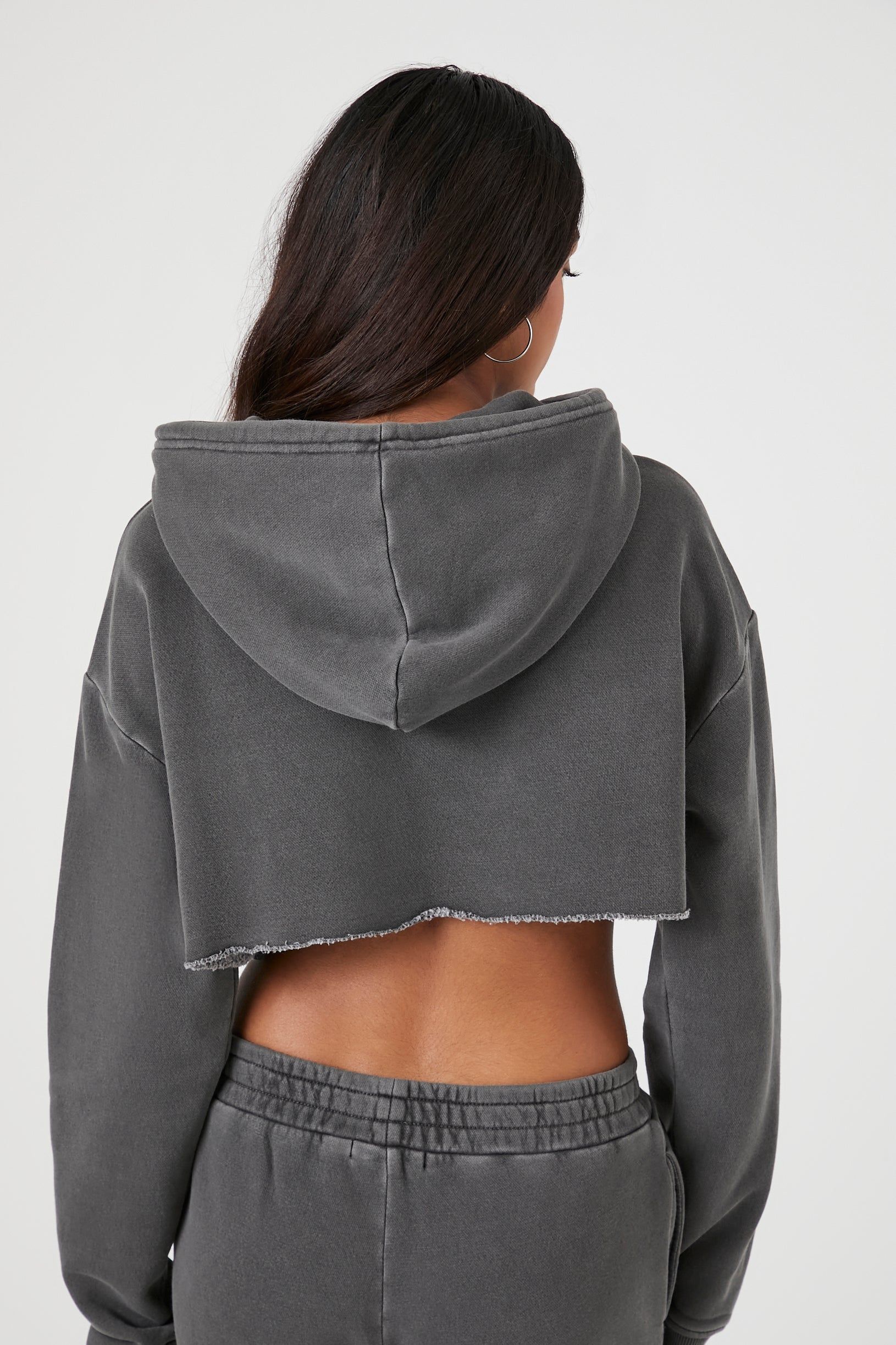 Fleece Mineral Wash Cropped Hoodie sold by Urban Planet product image thumbnail 3