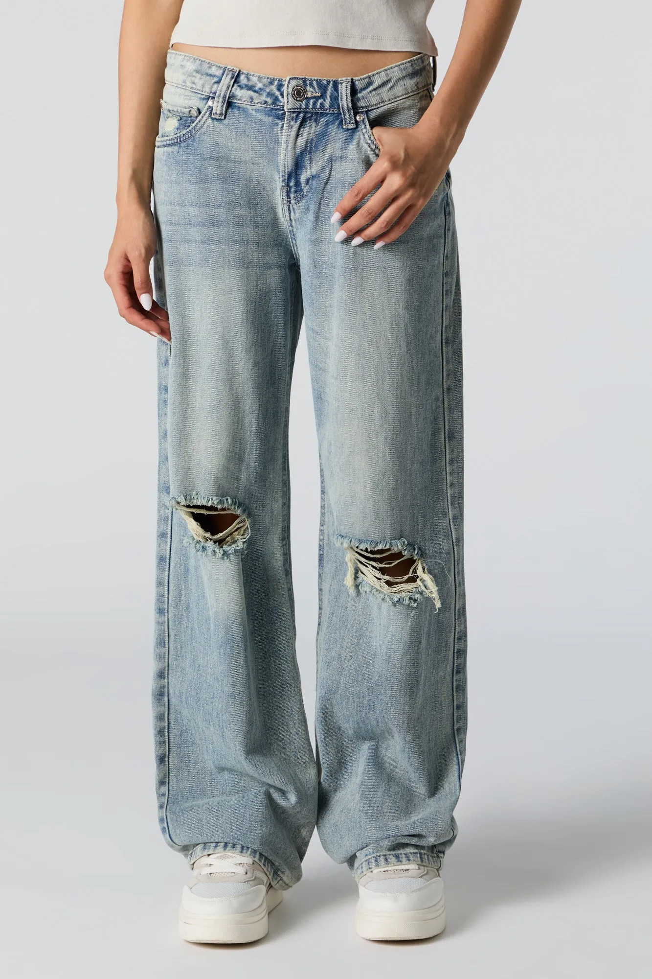 Vintage Low Rise Distressed Skater Jean sold by Urban Planet product image thumbnail 2