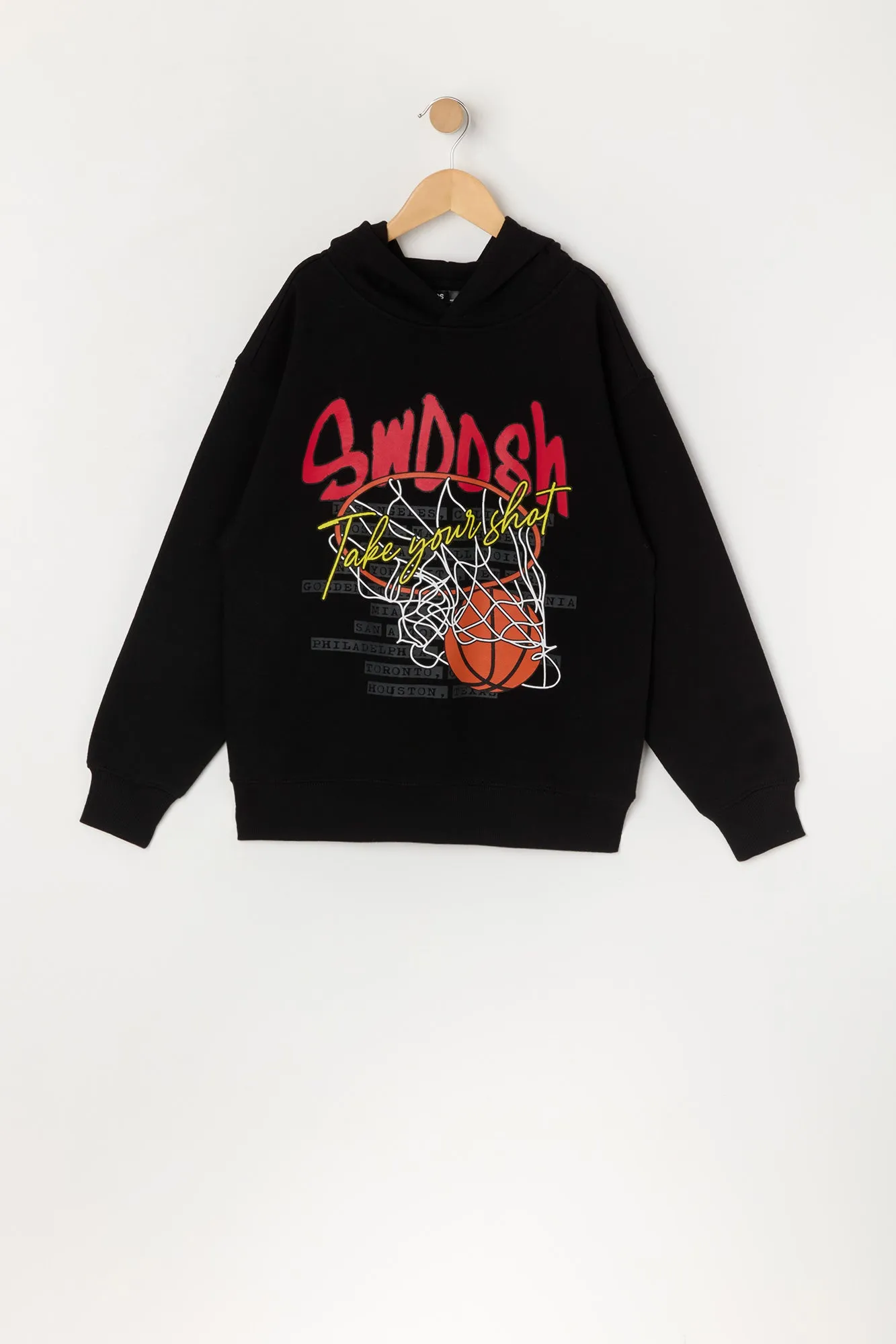 Boys Swoosh Graphic Fleece Hoodie sold by Urban Planet