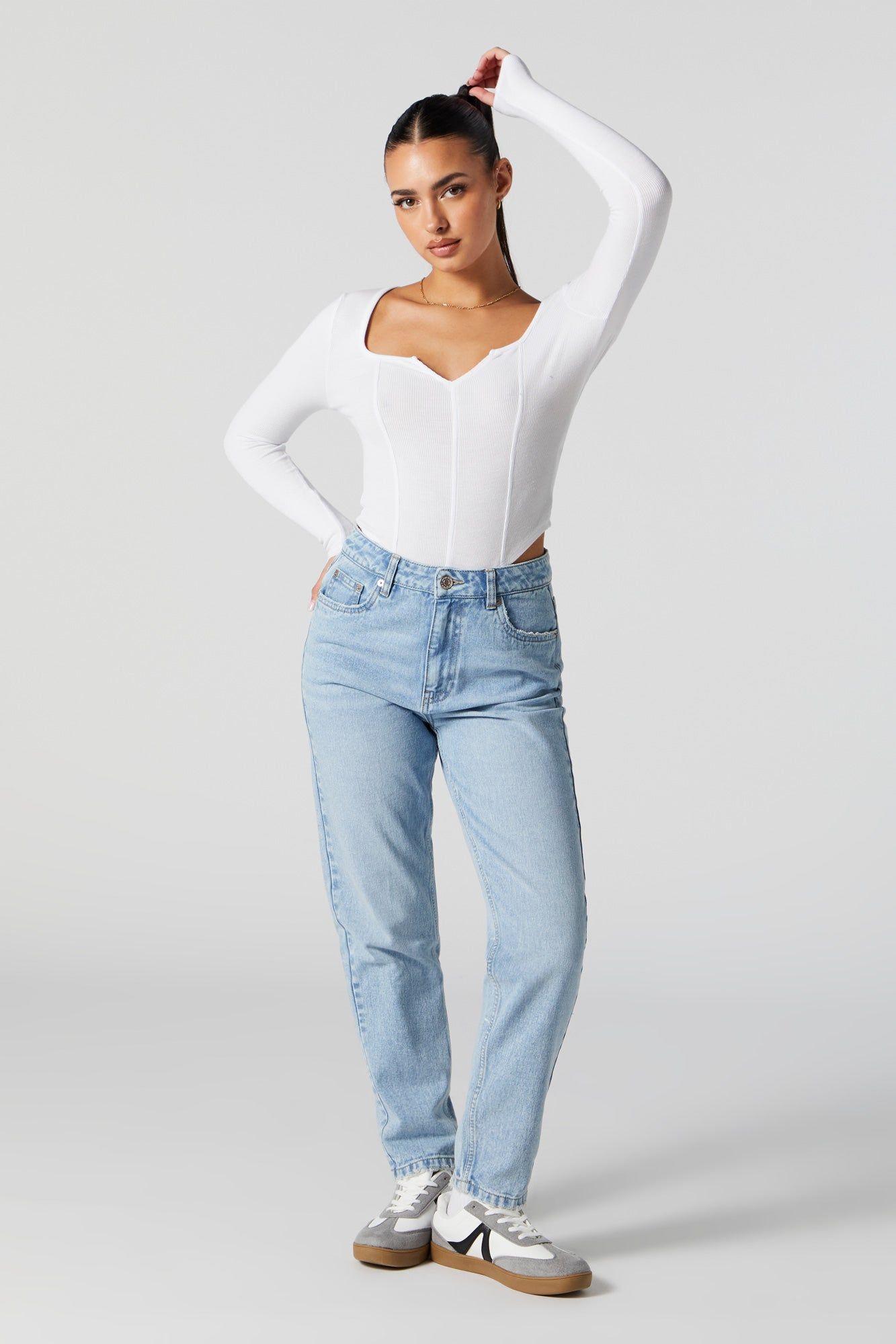 High Rise Light Wash Mom Jean sold by Urban Planet