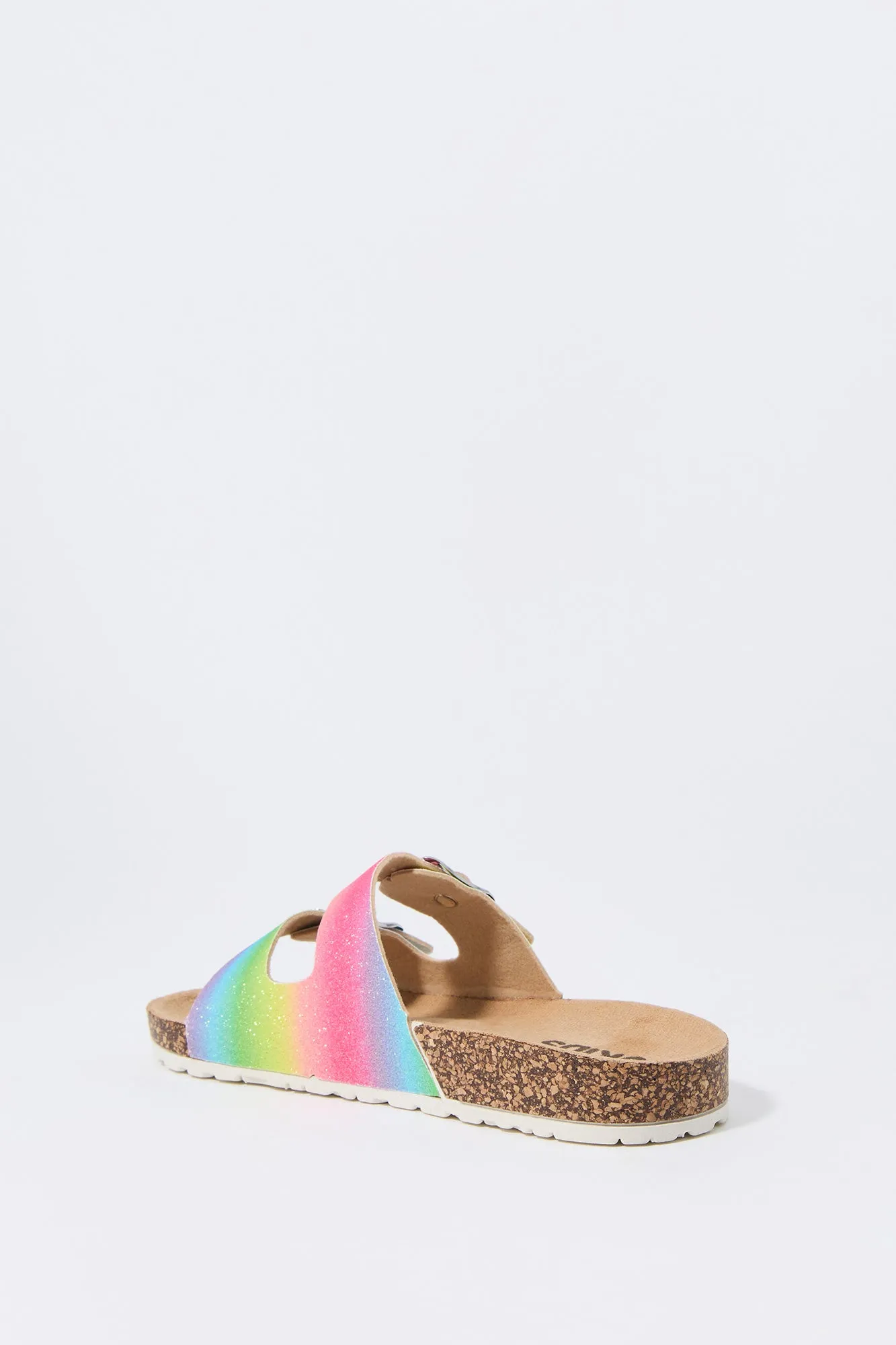 Sandales avec motif d'arc-en-ciel scintillant et semelles en liège avec boucles pour fille sold by Urban Planet product image thumbnail 4