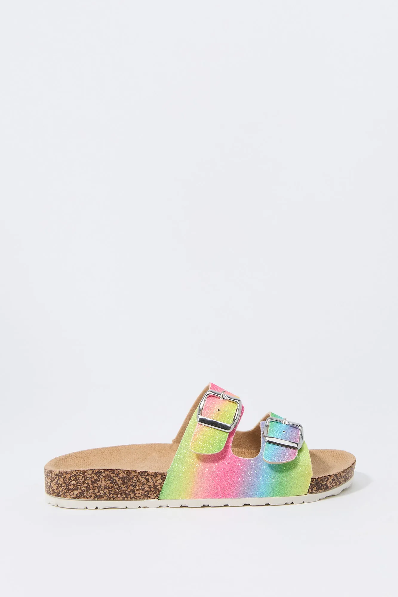 Sandales avec motif d'arc-en-ciel scintillant et semelles en liège avec boucles pour fille sold by Urban Planet product image thumbnail 2