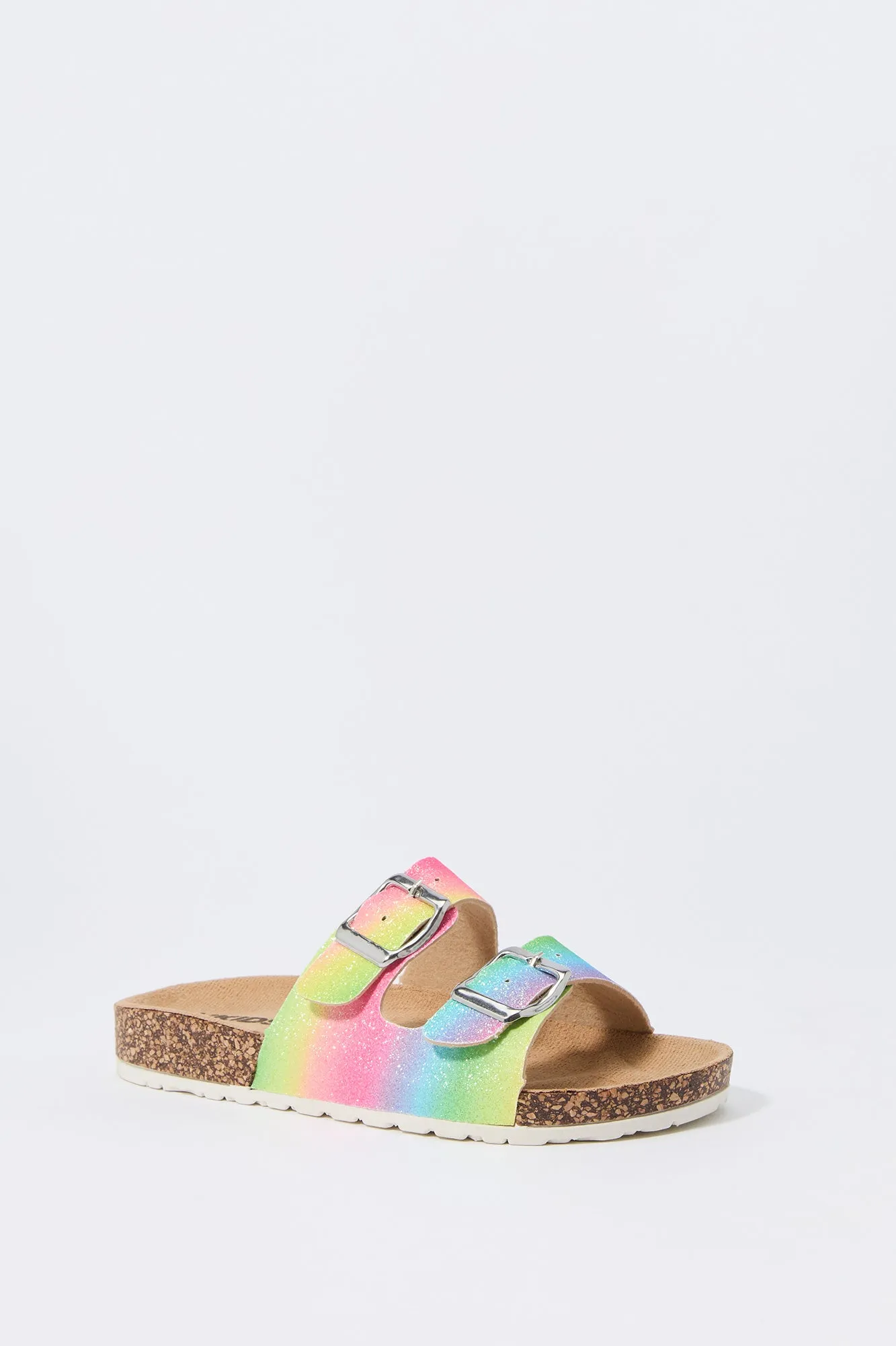 Sandales avec motif d'arc-en-ciel scintillant et semelles en liège avec boucles pour fille sold by Urban Planet product image thumbnail 3