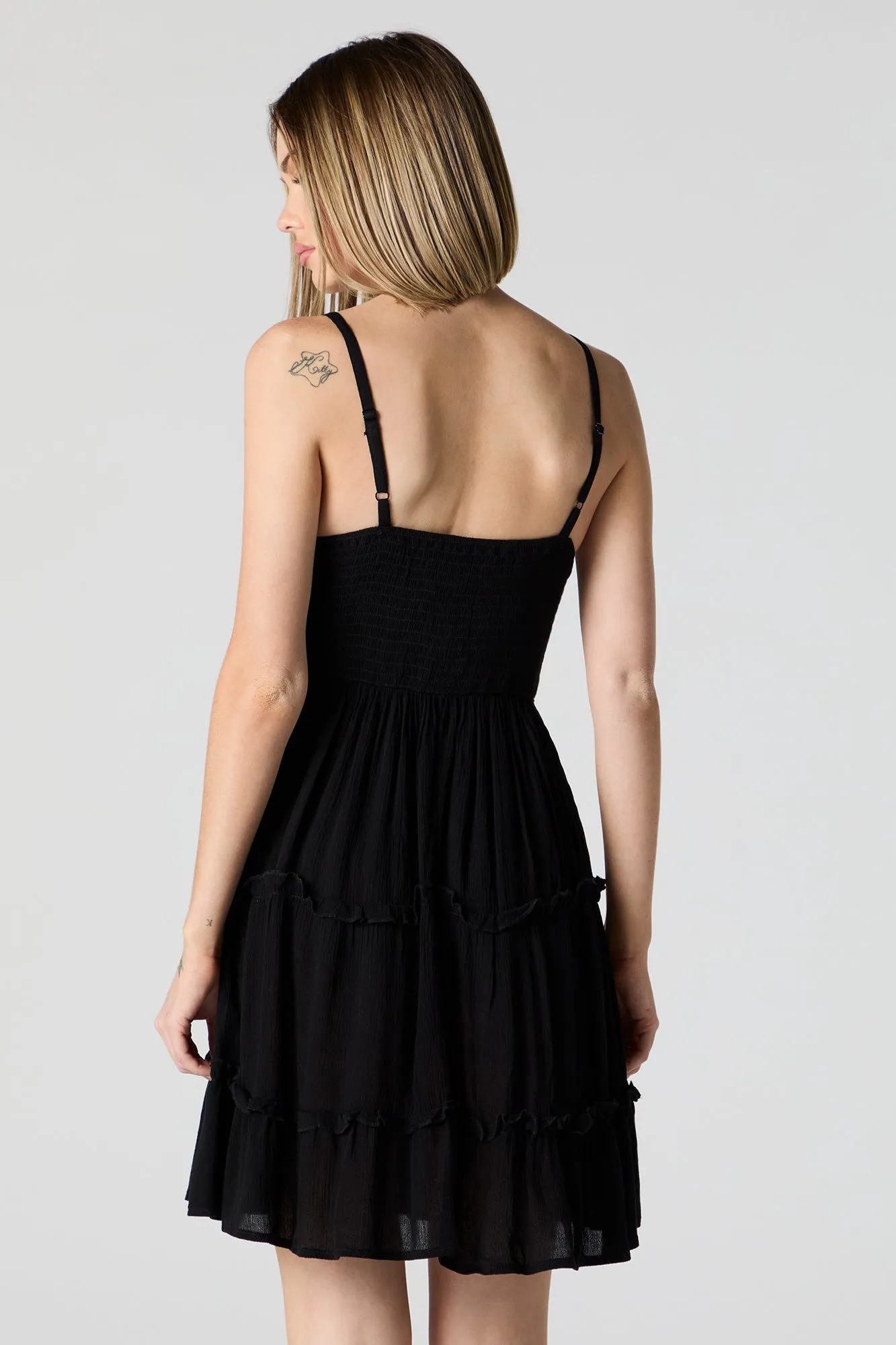 Crochet V-Neck Tiered Mini Dress sold by Urban Planet product image thumbnail 2