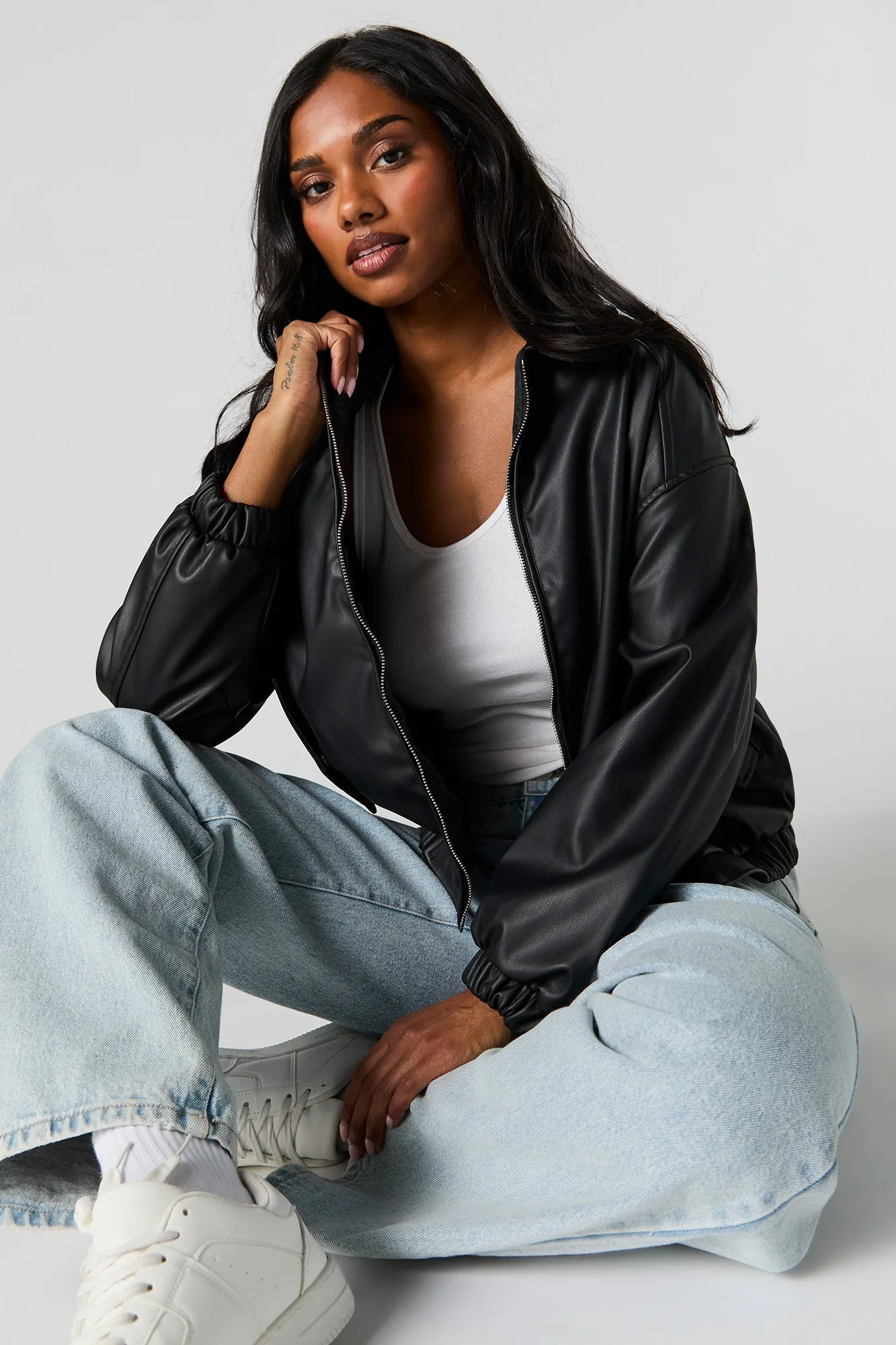 Faux Leather Bomber Jacket sold by Urban Planet product image thumbnail 5