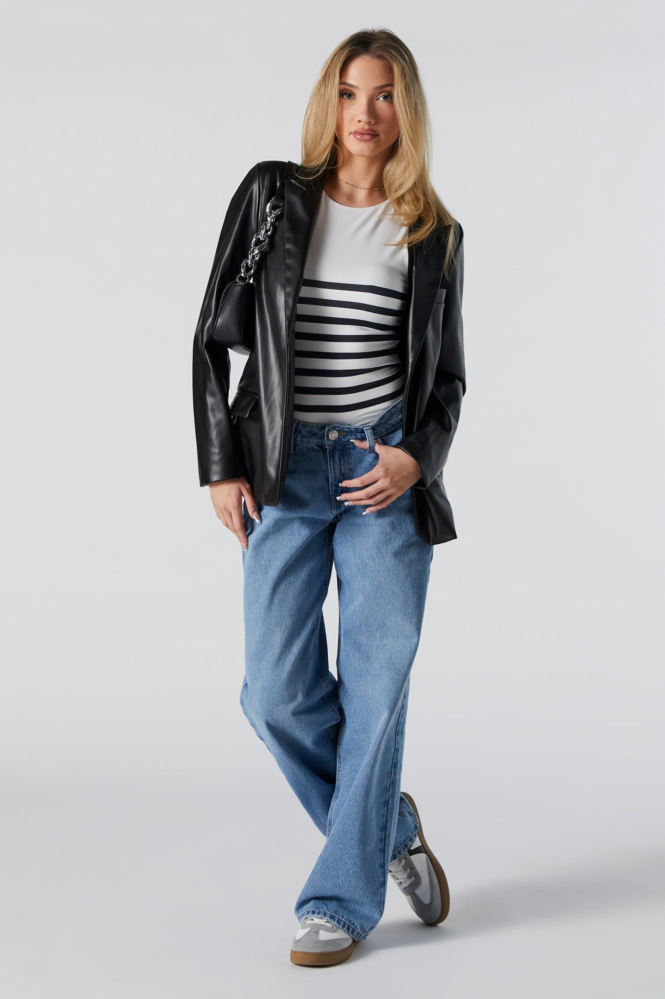 Striped Contour Crewneck Sleeveless Bodysuit sold by Urban Planet product image thumbnail 4