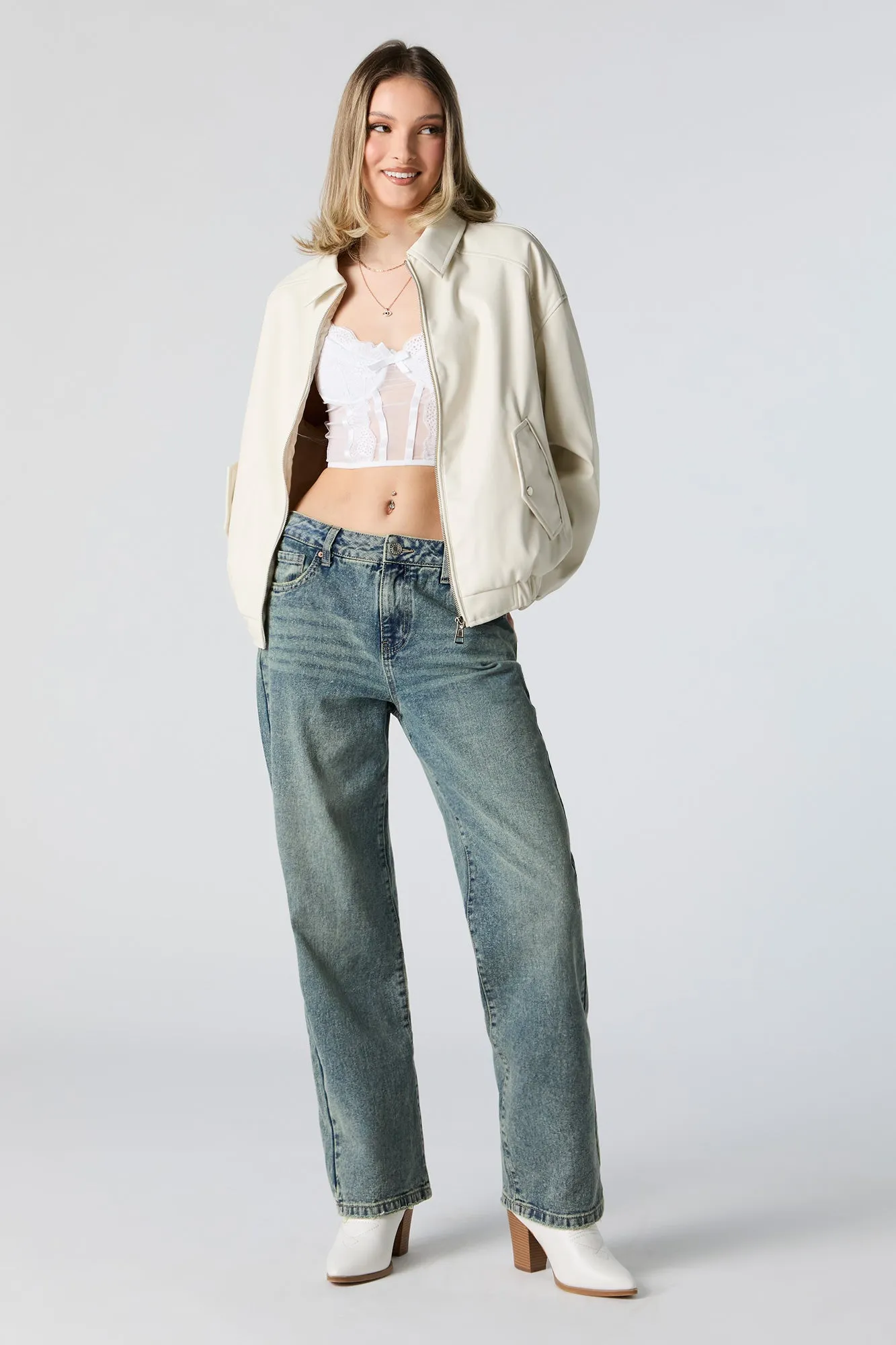 Faux Leather Bomber Jacket sold by Urban Planet product image thumbnail 3