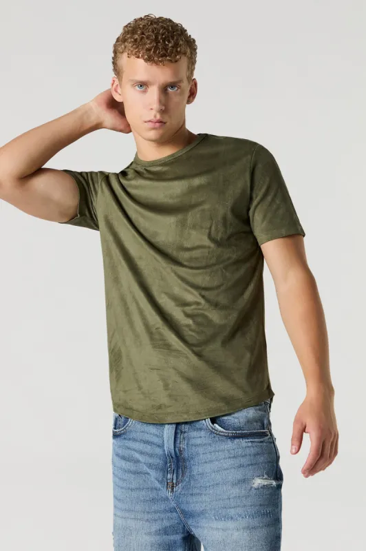 T-shirt en similisuède avec ourlet arrondi sold by Urban Planet