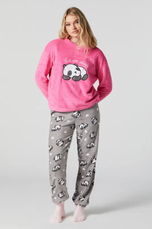 Plush 2 Piece Pajama Set sold by Urban Planet