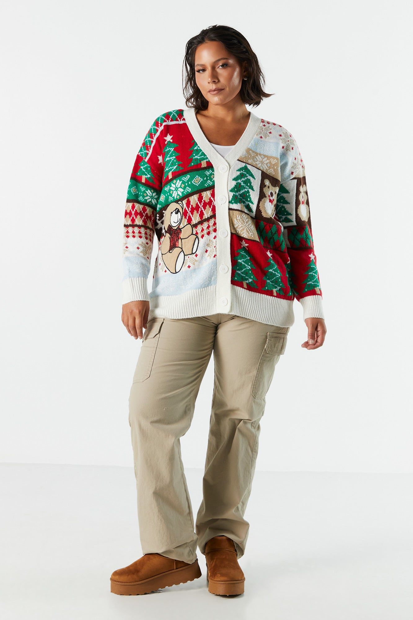 Teddy Bear Christmas Knit Cardigan sold by Urban Planet product image thumbnail 3