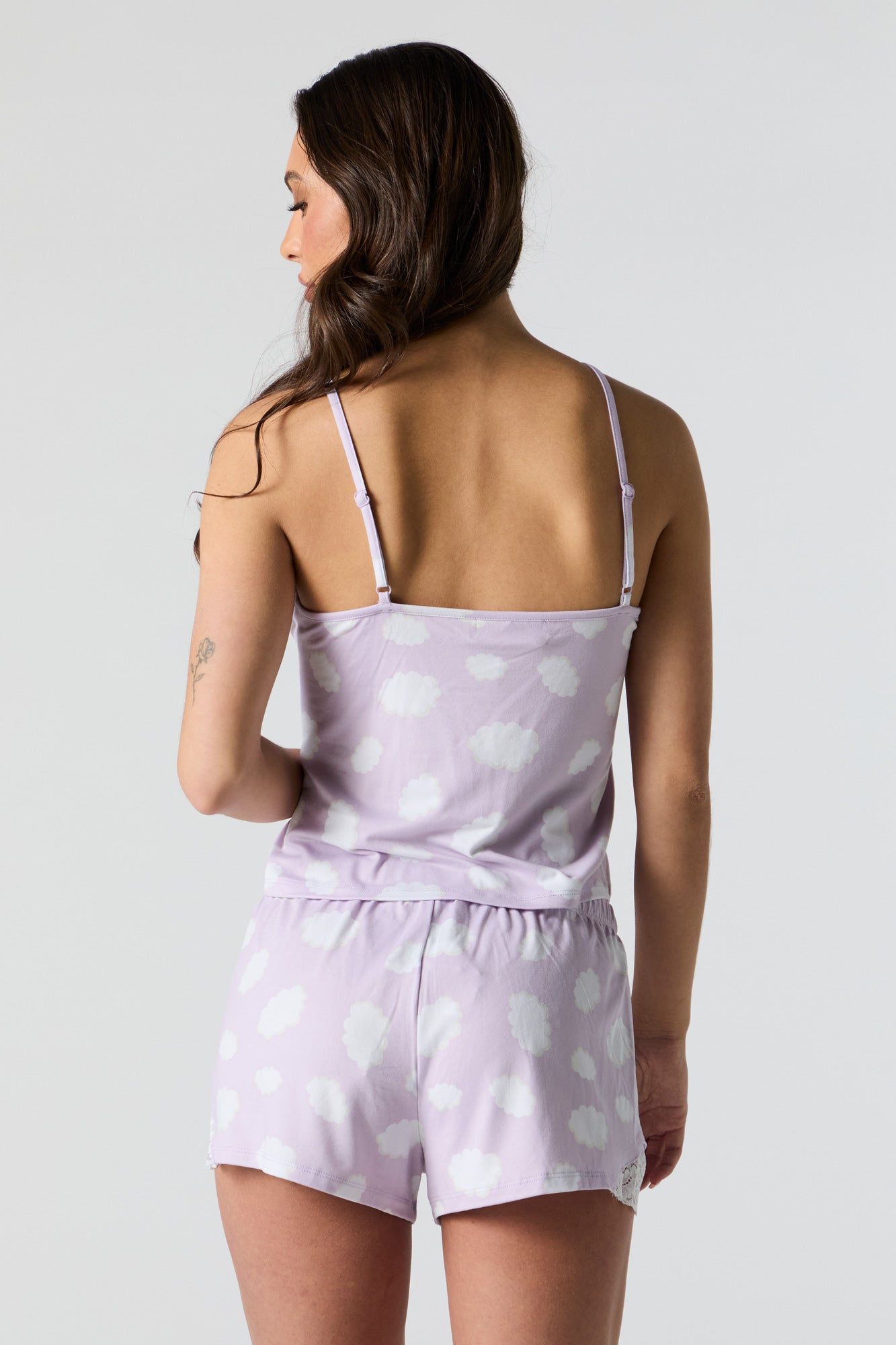 Cloud Print Lace Trim 2 Piece Pajama Set sold by Urban Planet product image thumbnail 2