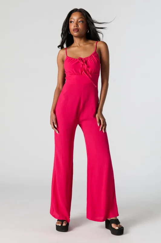 Front Tie Wide Leg Jumpsuit sold by Urban Planet