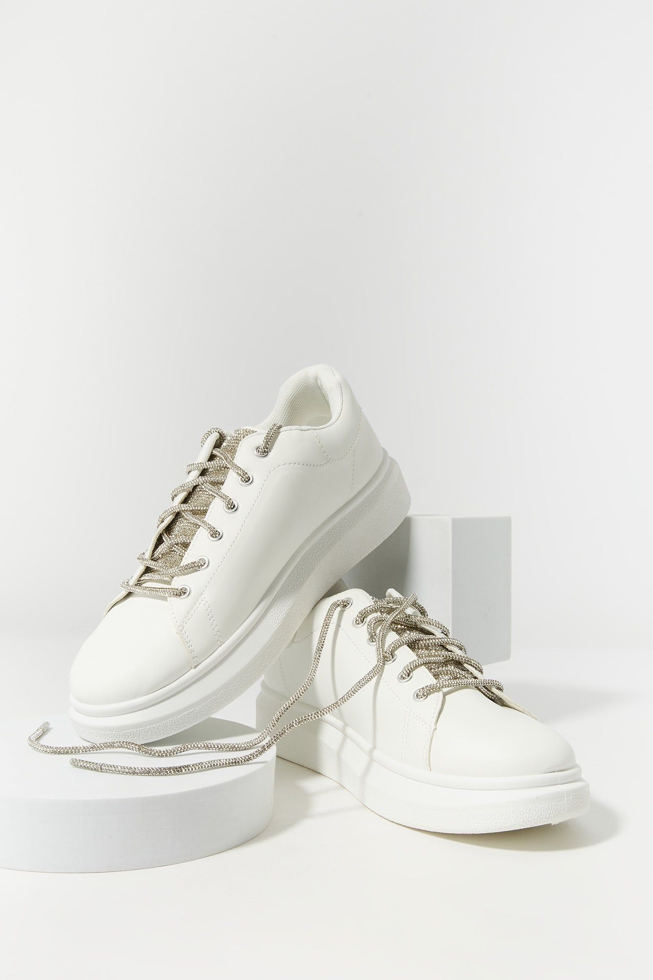 Platform Rhinestone Lace Sneaker sold by Urban Planet