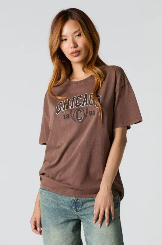 Chicago 1991 Graphic Washed Boyfriend T-Shirt sold by Urban Planet
