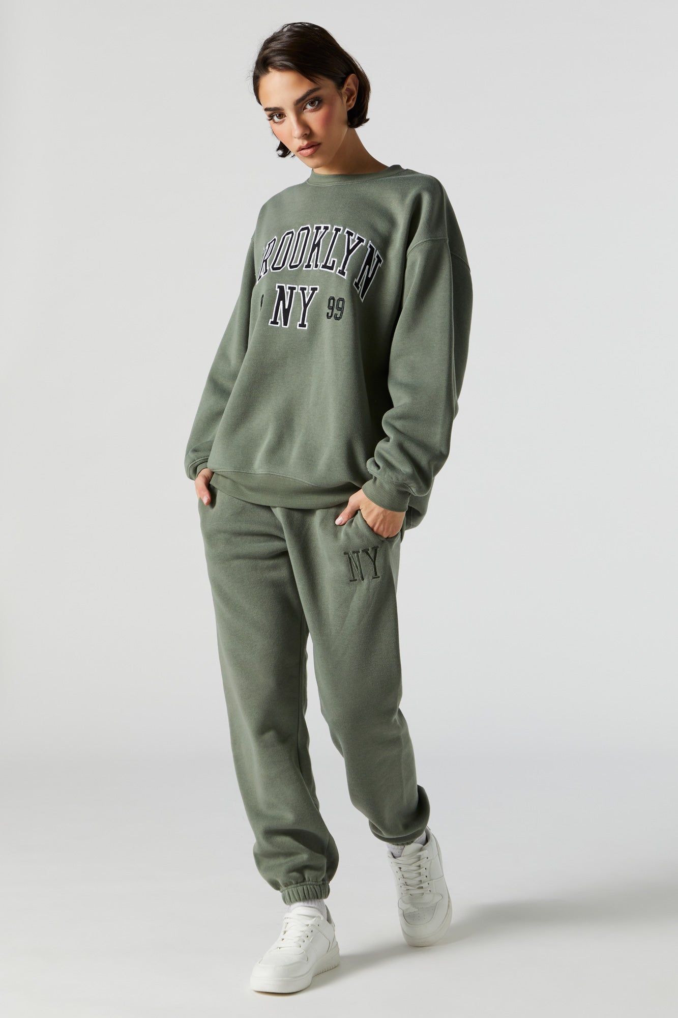 Brooklyn Embroidered Fleece Jogger sold by Urban Planet product image thumbnail 4
