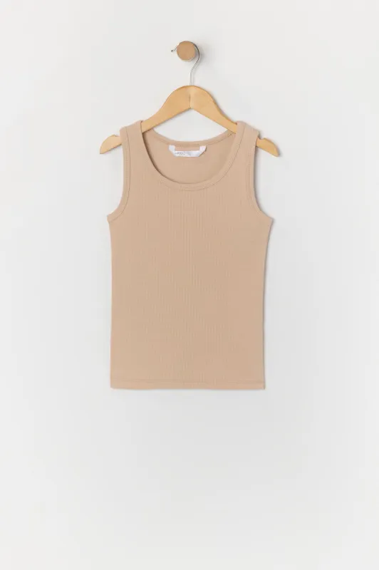 Girls Solid Ribbed Scoop Neck Tank sold by Urban Planet