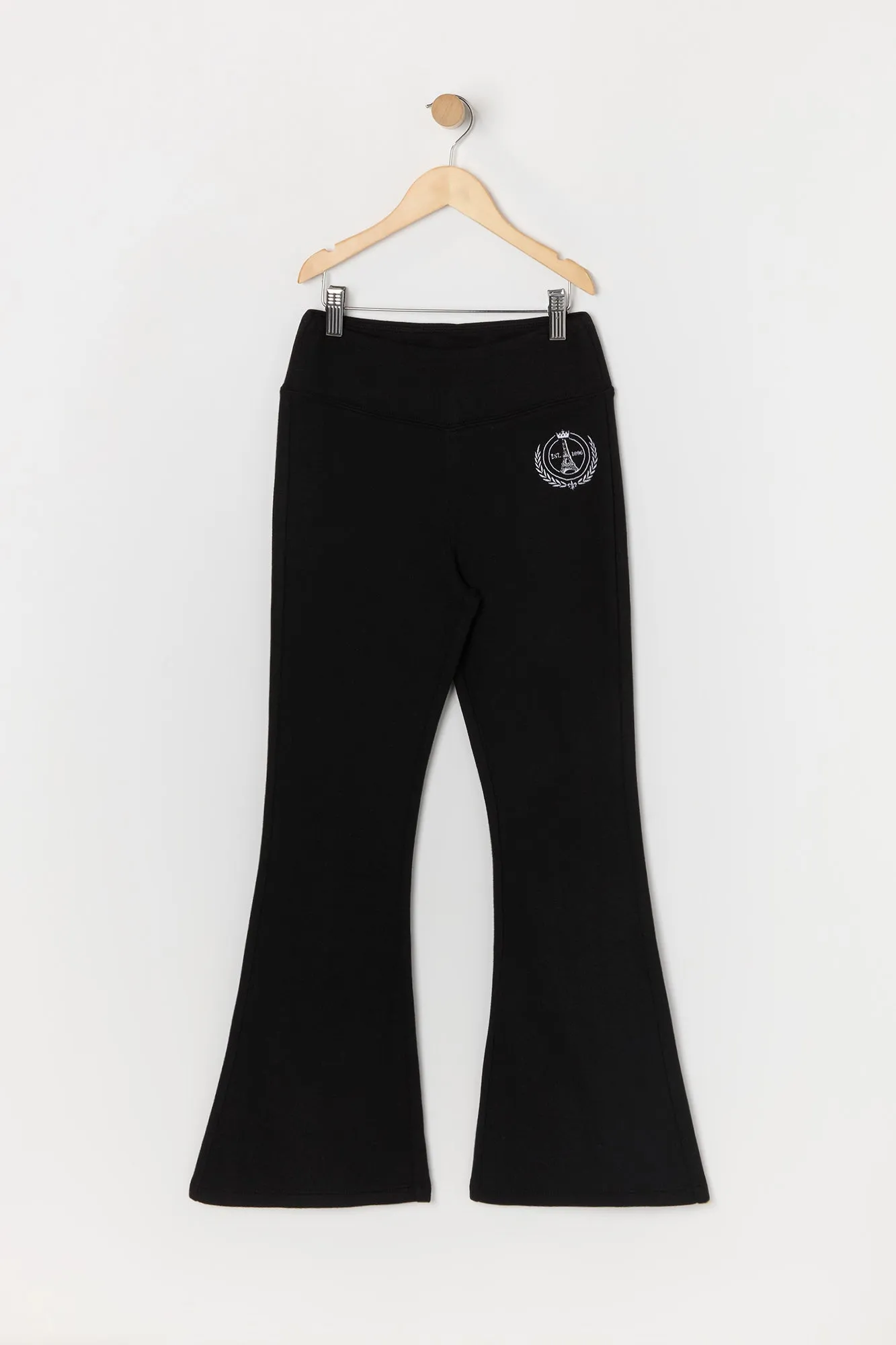 Pantalon à jambe évasée en molleton avec motif brodé Paris pour fille sold by Urban Planet