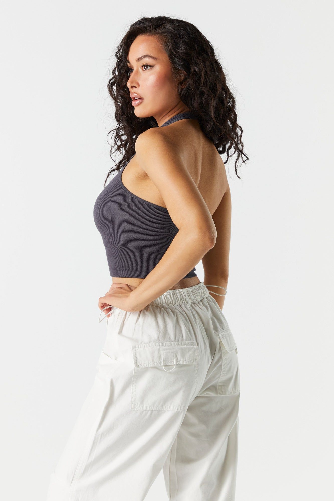 Seamless Ribbed Halter Crop Top sold by Urban Planet product image thumbnail 11