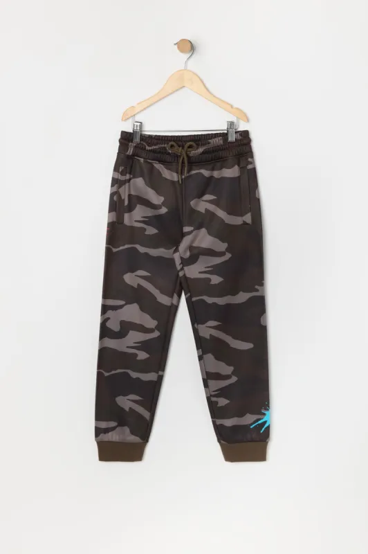 Boys Camo Print Fleece Jogger sold by Urban Planet