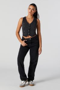 Black Wash High Rise Straight Leg Jean sold by Urban Planet
