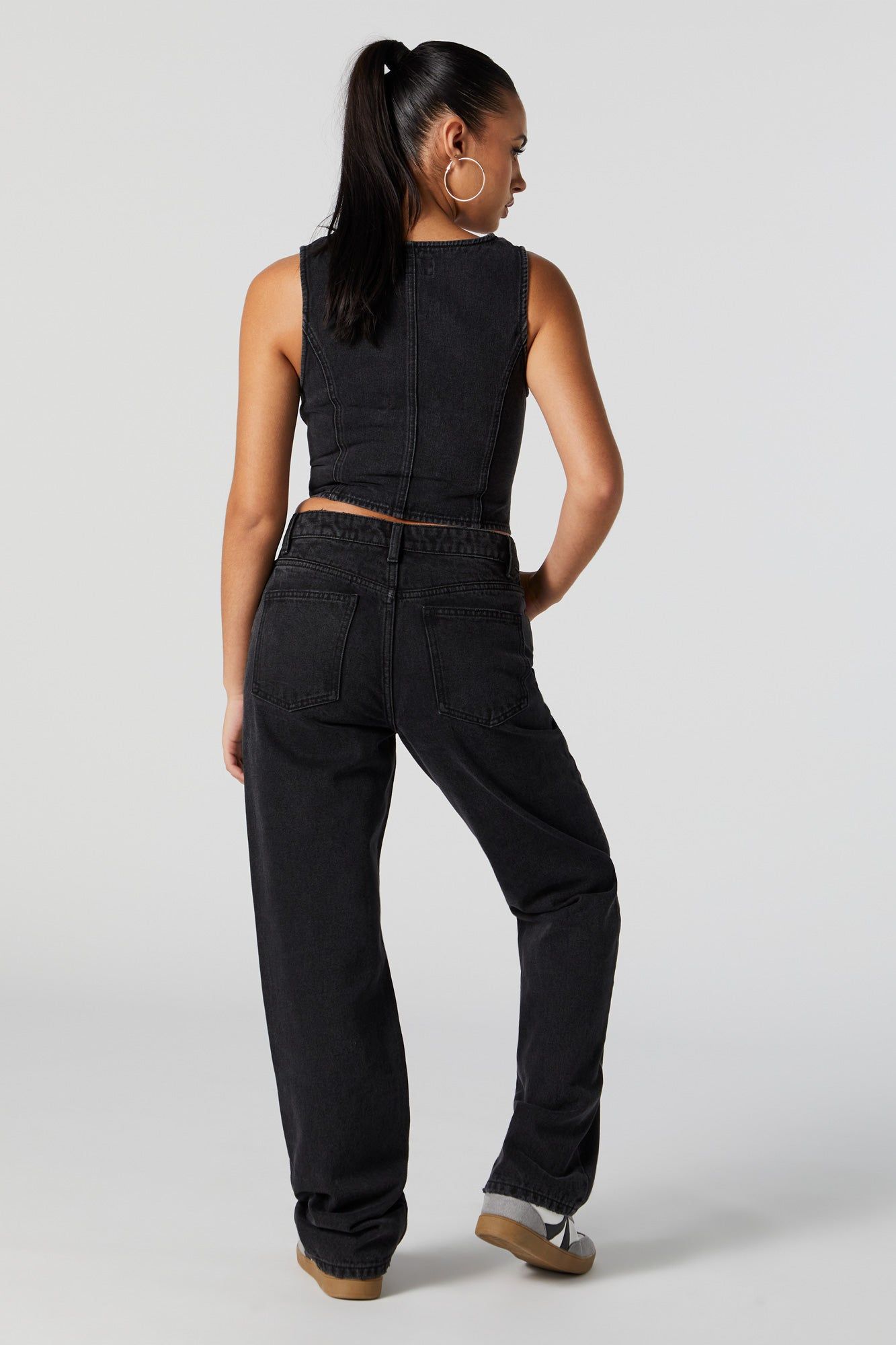 Black Wash High Rise Straight Leg Jean sold by Urban Planet product image thumbnail 3