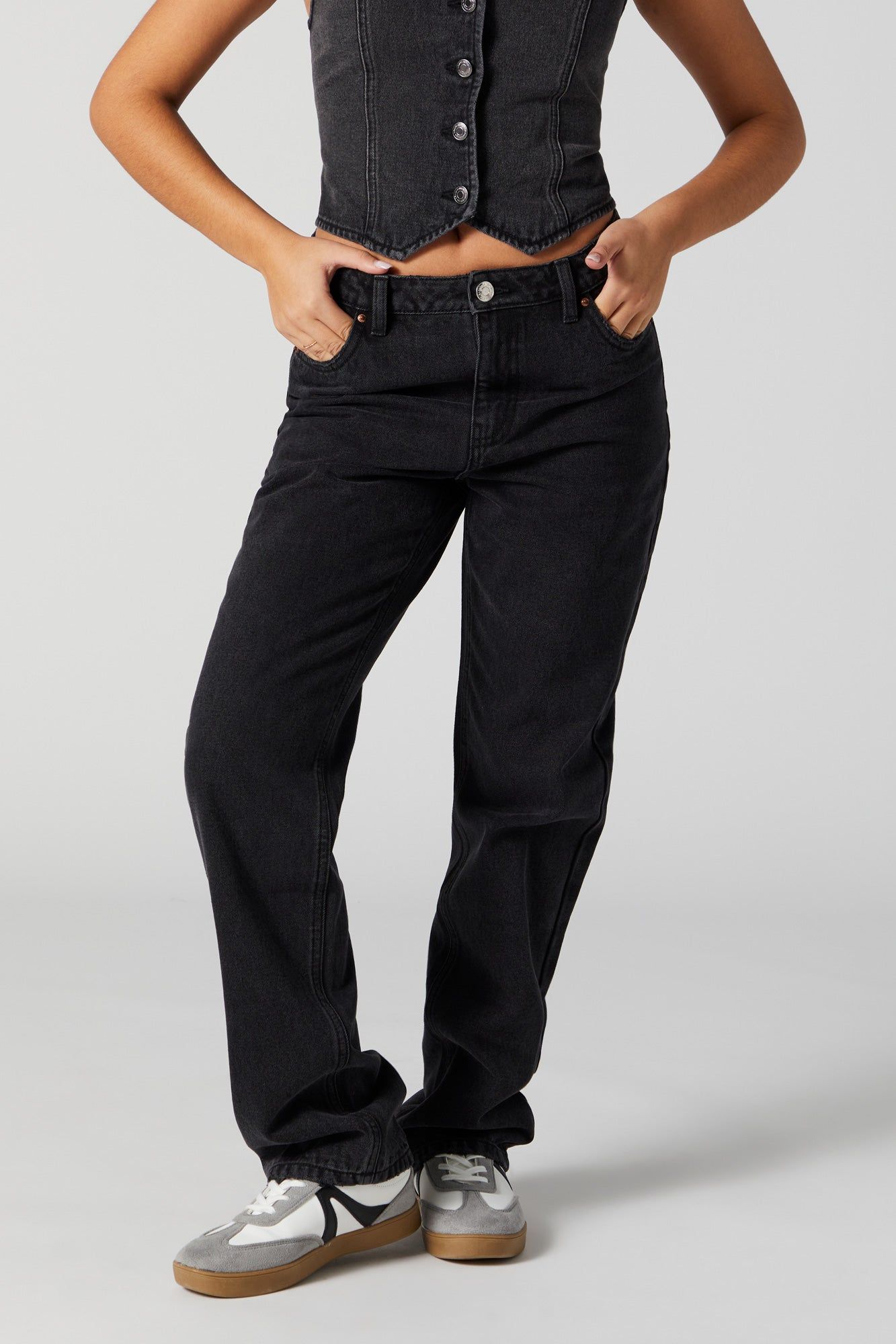 Black Wash High Rise Straight Leg Jean sold by Urban Planet product image thumbnail 2