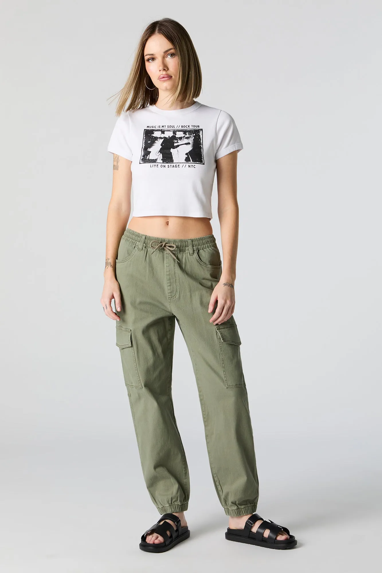 Drawstring Cargo Jogger with Belt Loops sold by Urban Planet product image thumbnail 4