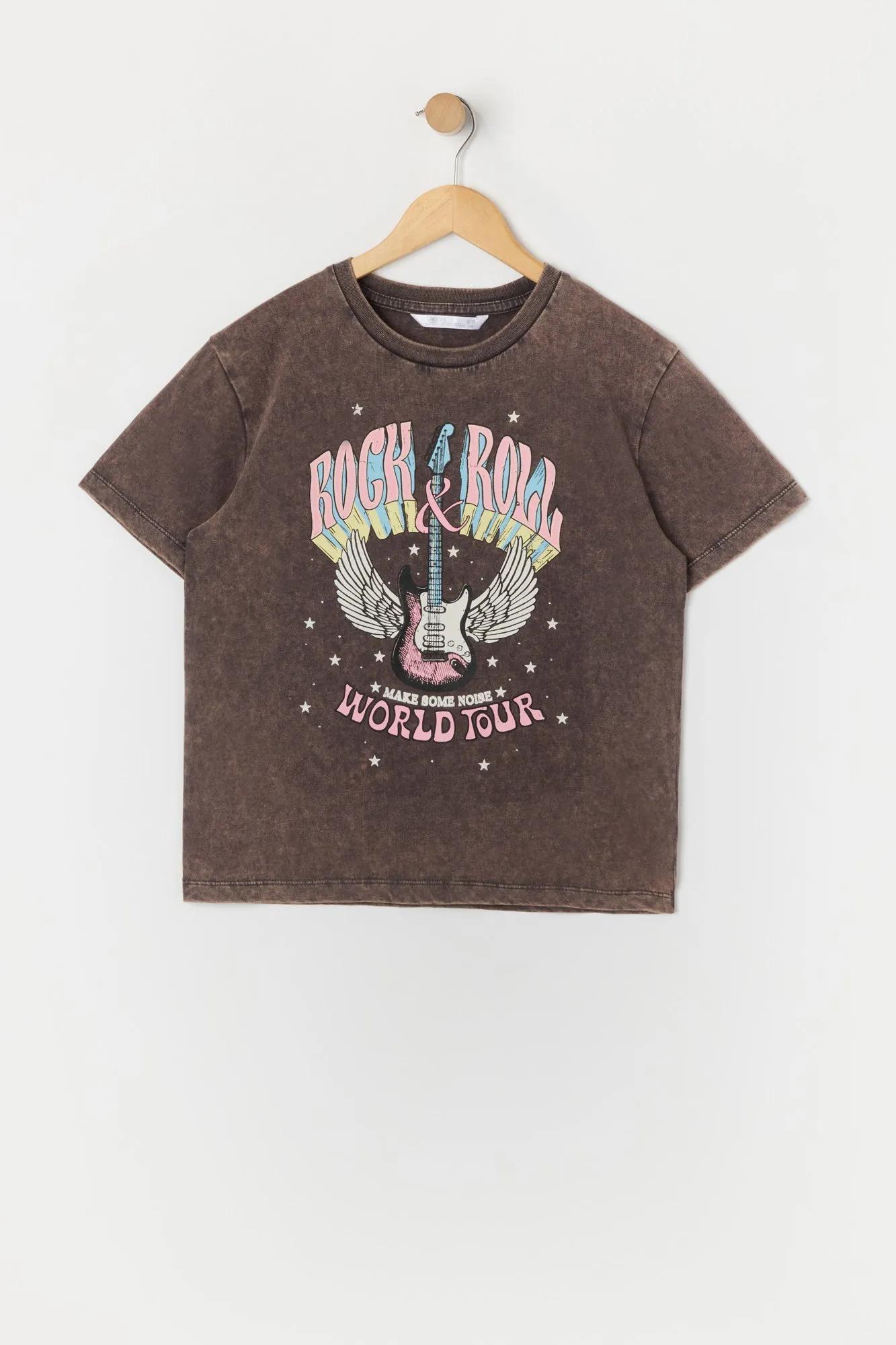 Girls Rock n Roll Graphic Washed T-Shirt sold by Urban Planet