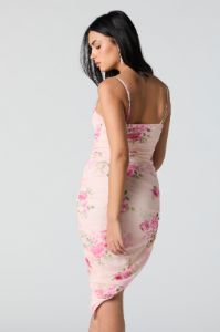 Floral Mesh Asymmetrical Midi Dress sold by Urban Planet