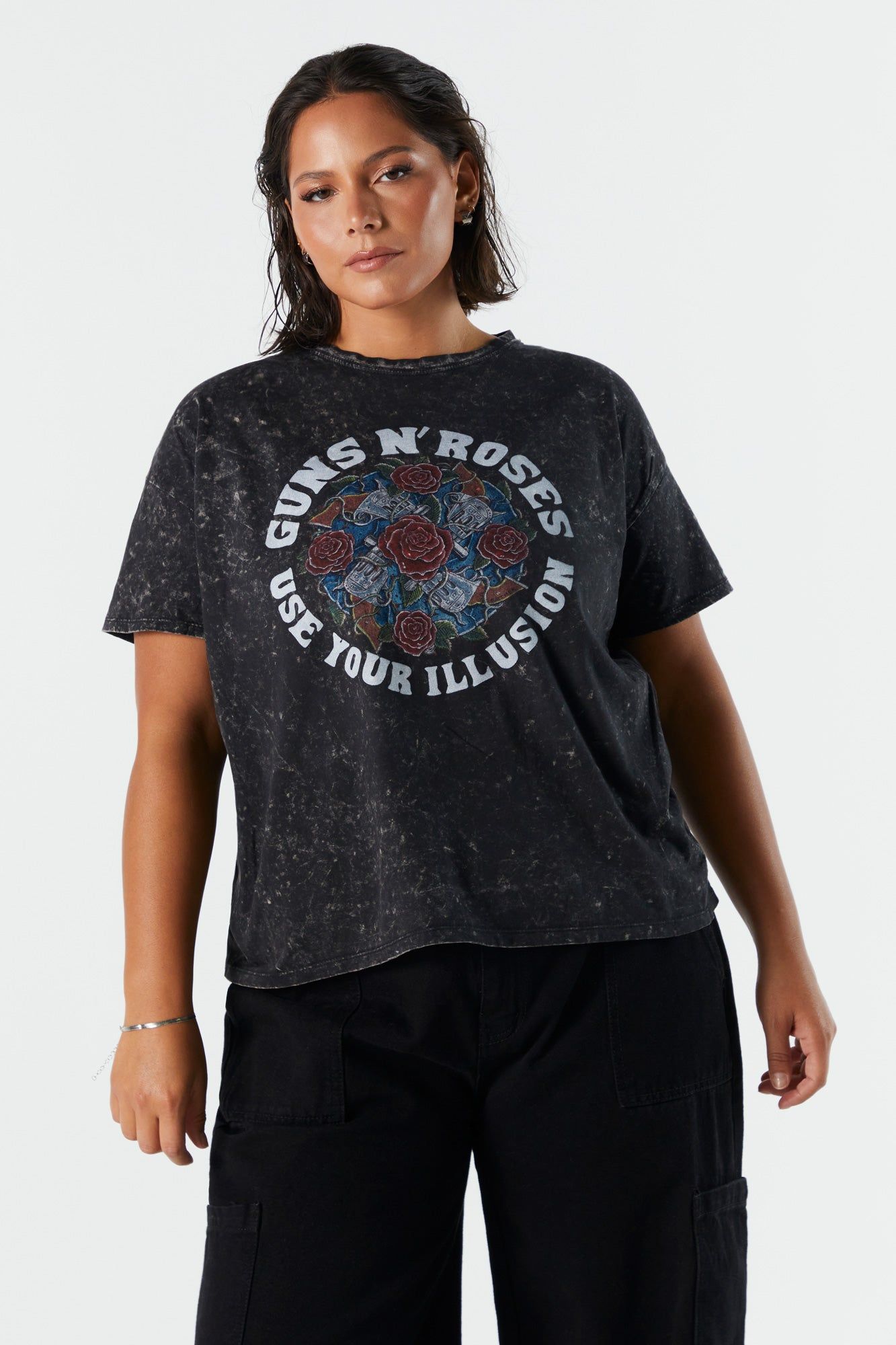 T-shirt coupe garçonne à imprimé délavé Guns n Roses sold by Urban Planet product image thumbnail 4
