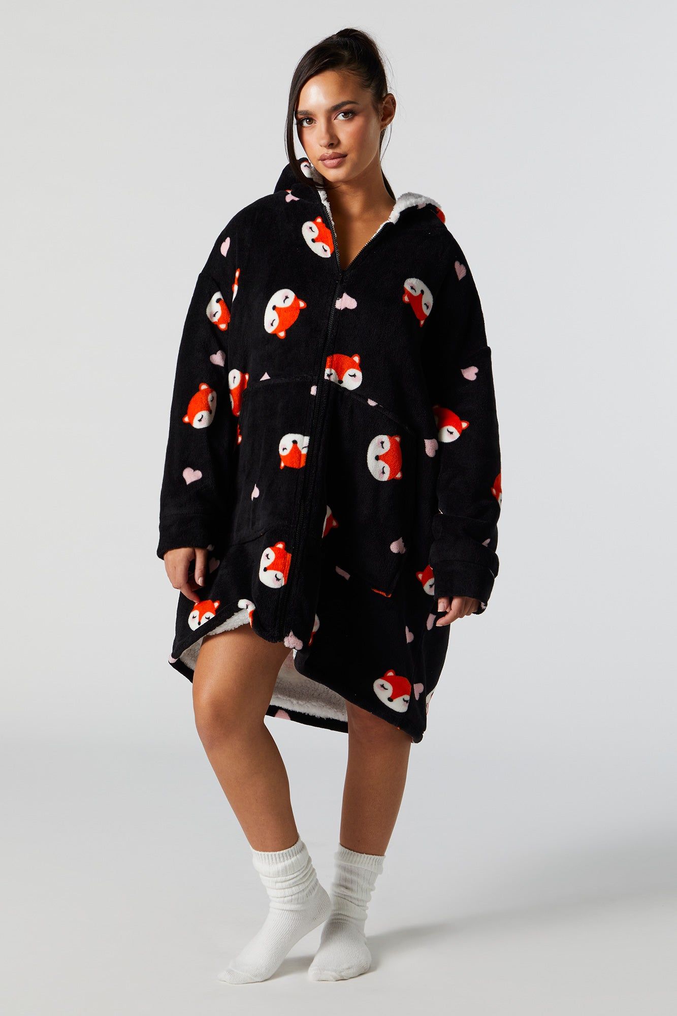 Haut surdimensionné noir avec fermeture à glissière sold by Urban Planet product image thumbnail 3