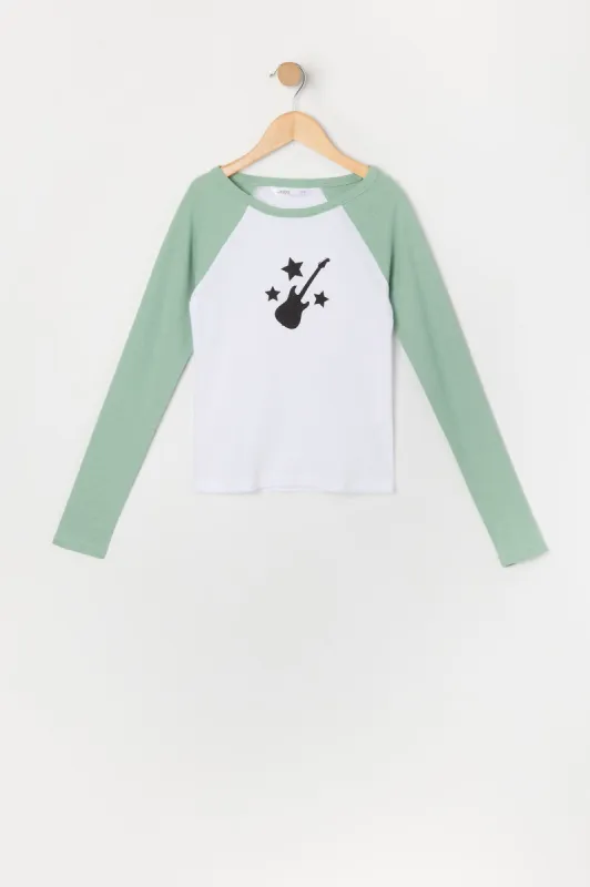 Haut raglan à manches longues avec imprimé Guitar pour fille sold by Urban Planet