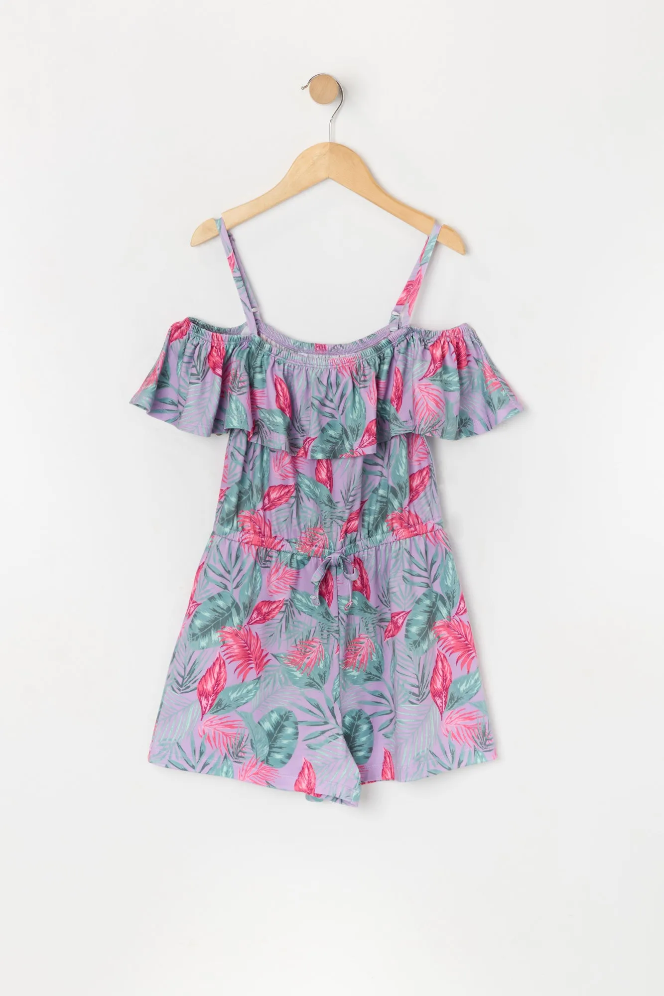 Girls Leaf Print Off Shoulder Romper sold by Urban Planet product image thumbnail 3
